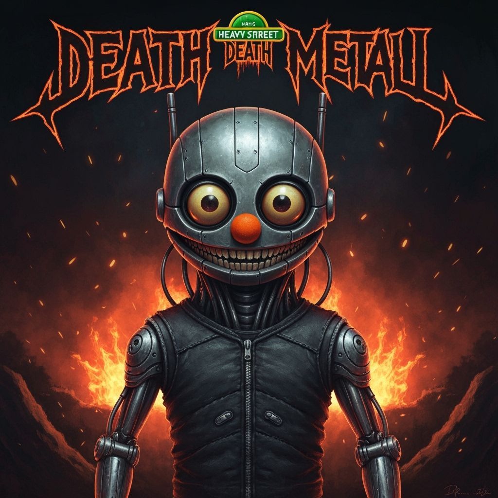 Death Metal Cyborg with Sesame Street Charm