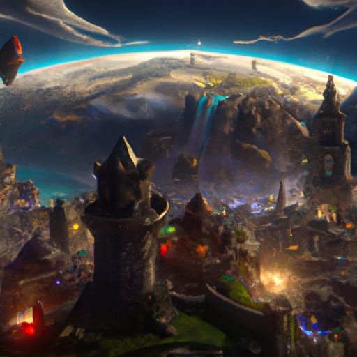 Hyperdetailed Dark Fantasy World in Purple and Yellow