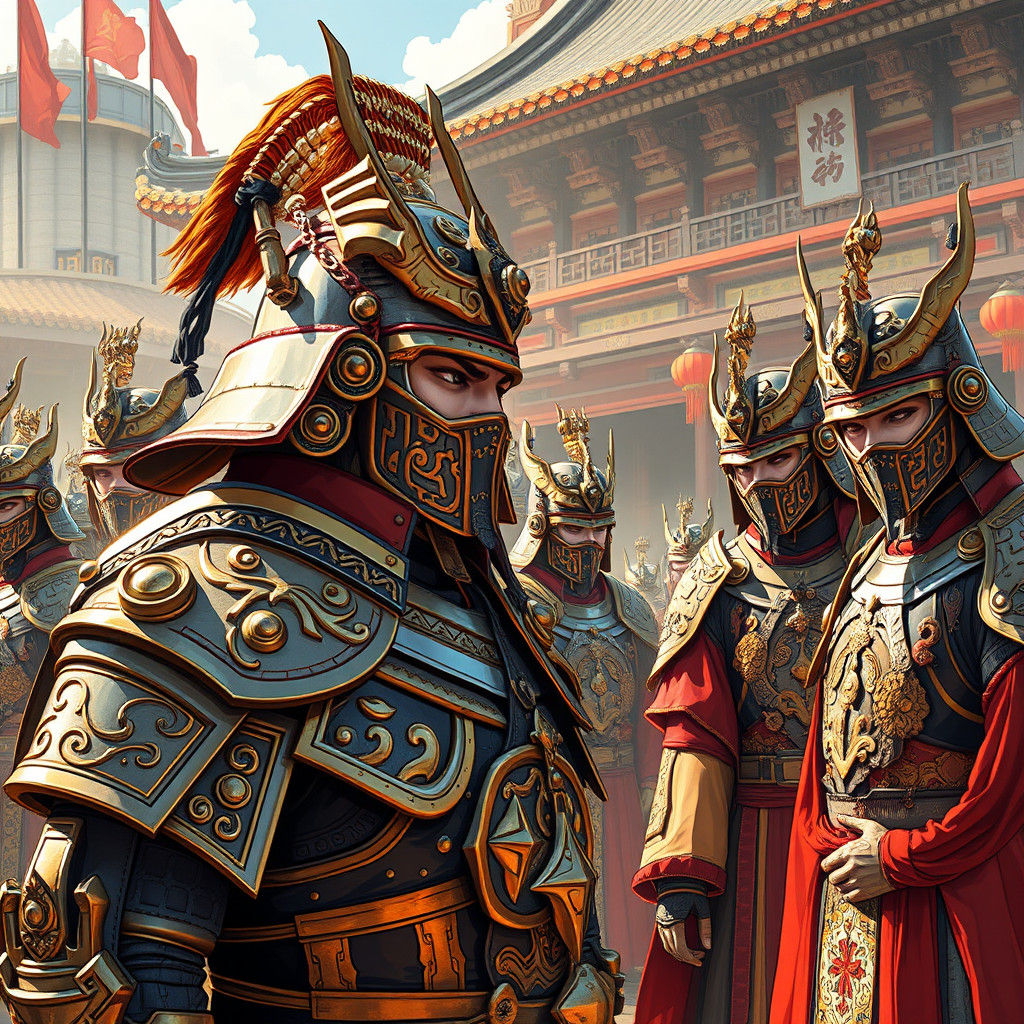 Chinese Feudal Kingdom in Doodle Sketch Style