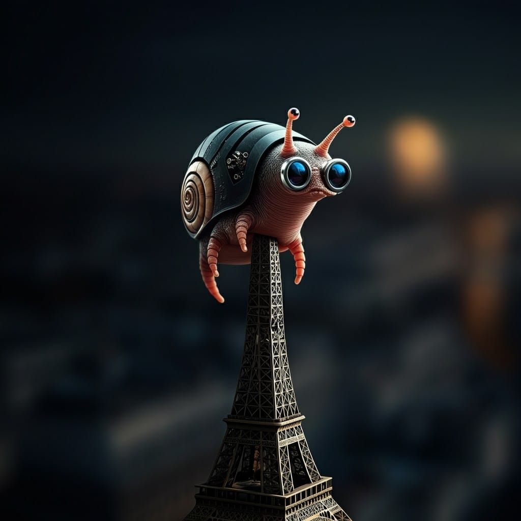 Macro shot of a futuristic miniature mole, with zoom binocul...