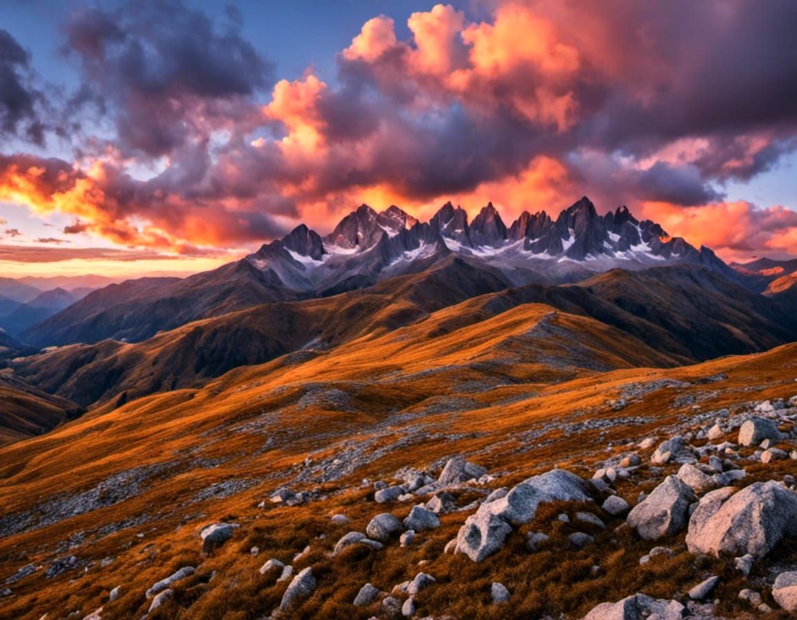 Swiss Alps Landscape with Stone Cabin as Impasto Painting