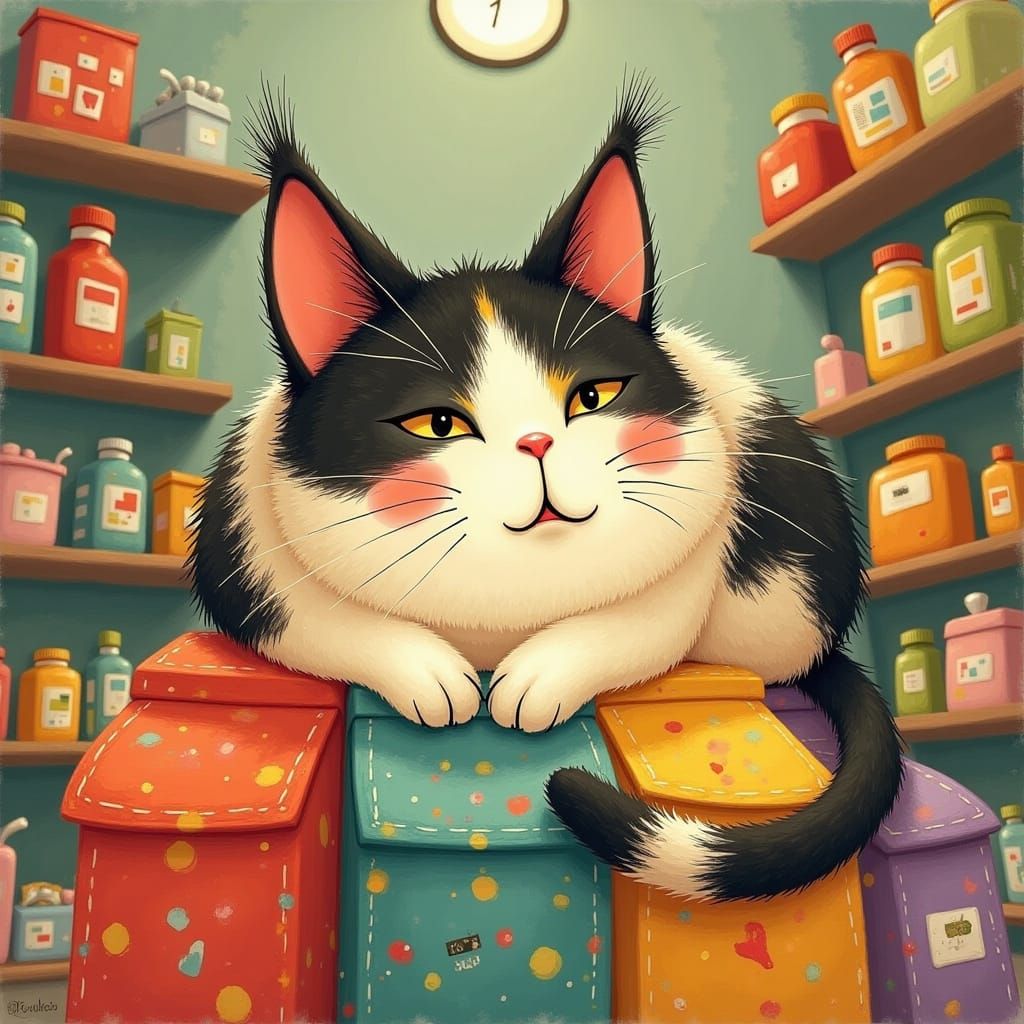 Whimsical NYC Bodega Cat Reigns Supreme in Plush Surrounding...