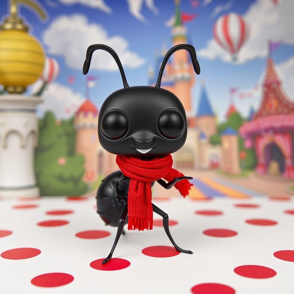 Funko Pop Figure Disney Ferdy the Ant Dark with Red Scarf on White Polka Dots at Disneyland