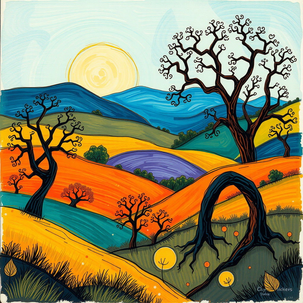 Dreamlike Landscape in Childlike Sketch Style