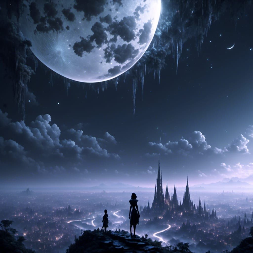 Epic Moon Digital Matte Painting
