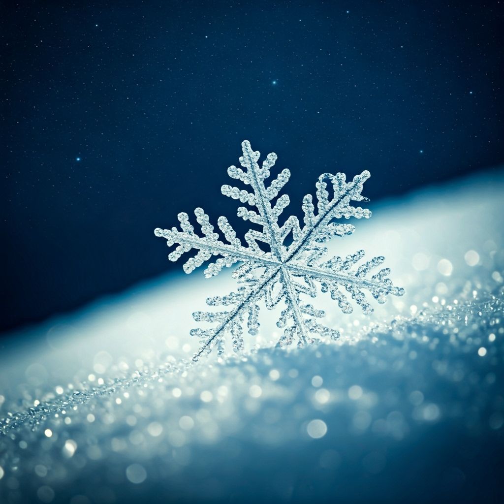 Surreal Snowflake Reflecting Stars in Double Exposure