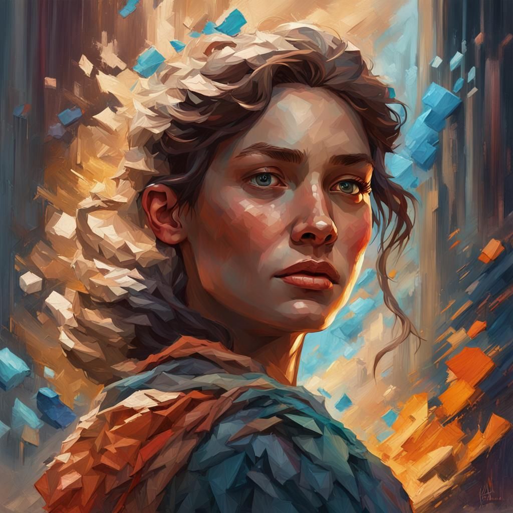 Noble Woman Portrait in Impasto Style