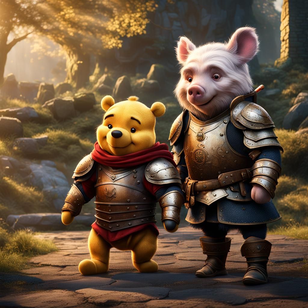 Winnie the Pooh and Piglet in Armour