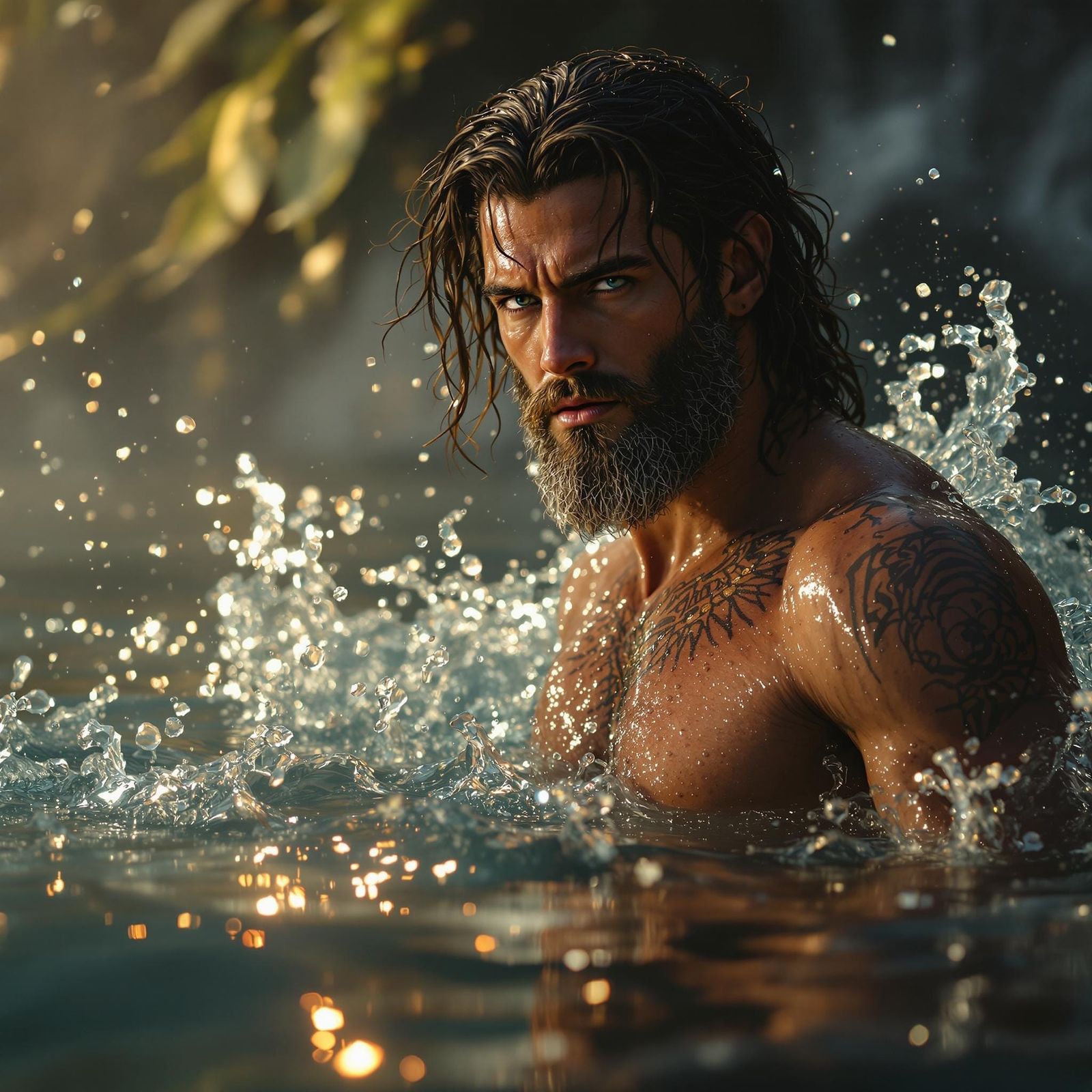 Greek Water God in Majestic Digital Painting
