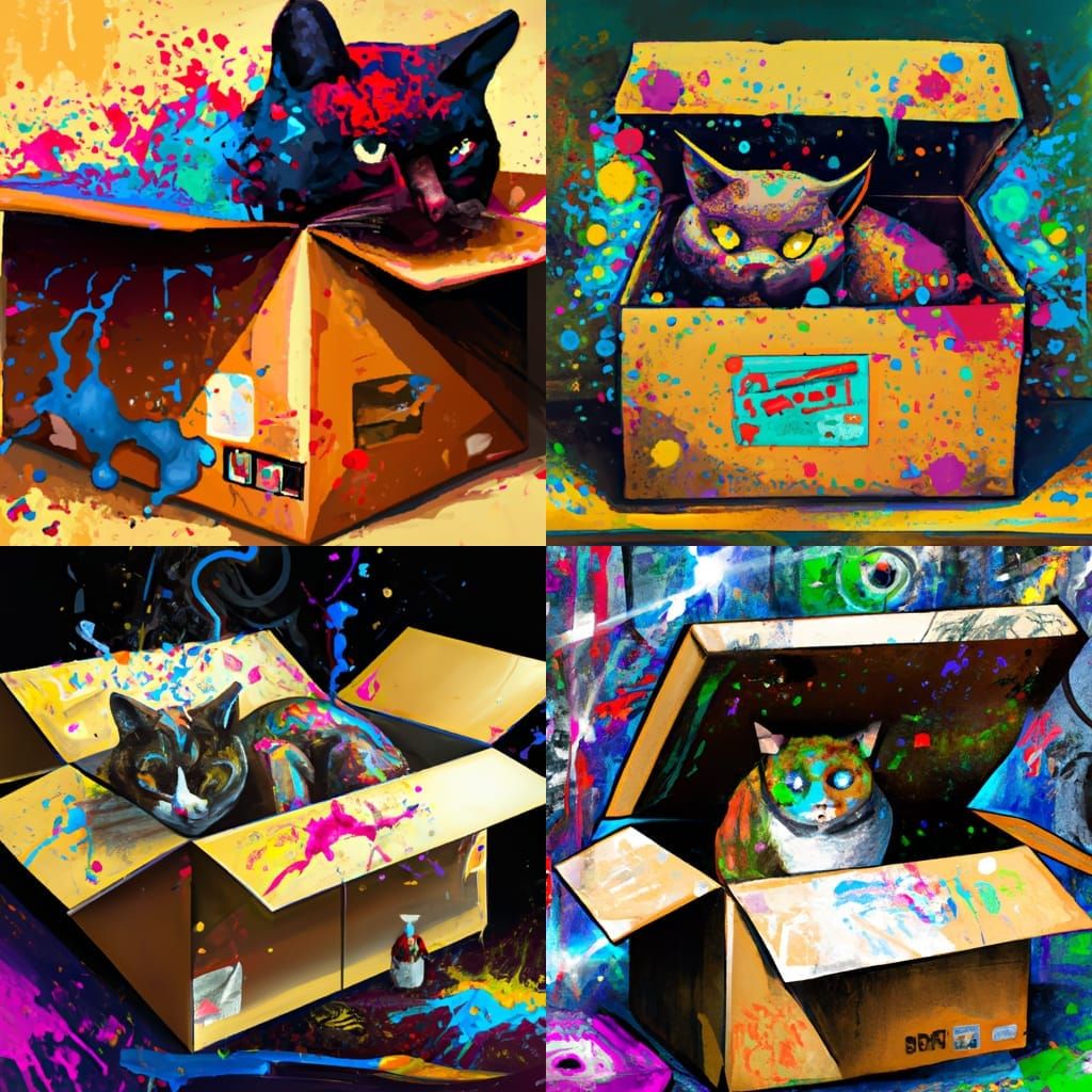 Schrödinger's Cat as Colorful Graffiti Art