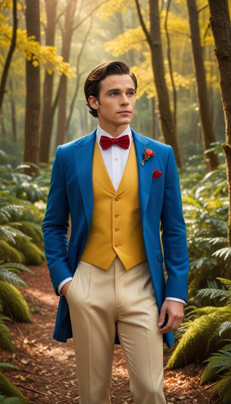 Elegant Fairytale Groom in Whimsical Forest