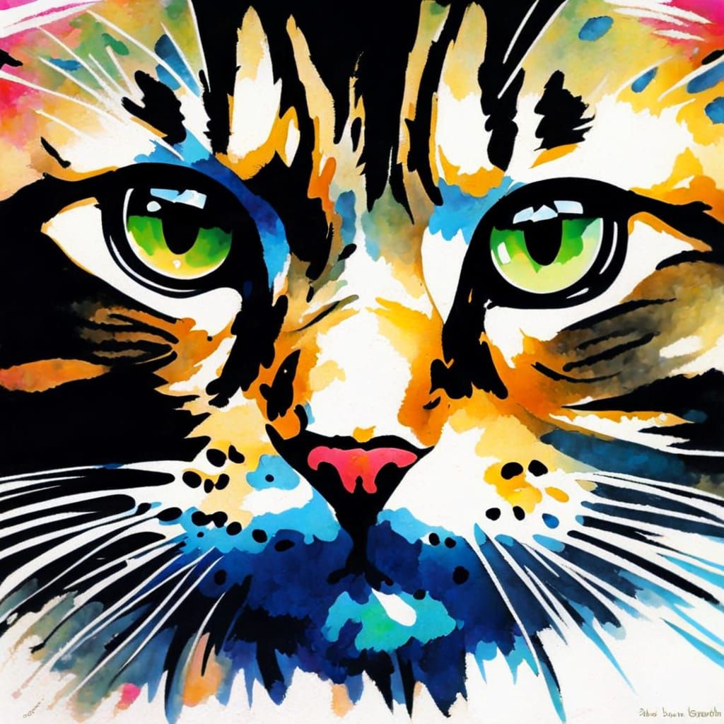 Cyberpunk Tabby Cat Portrait