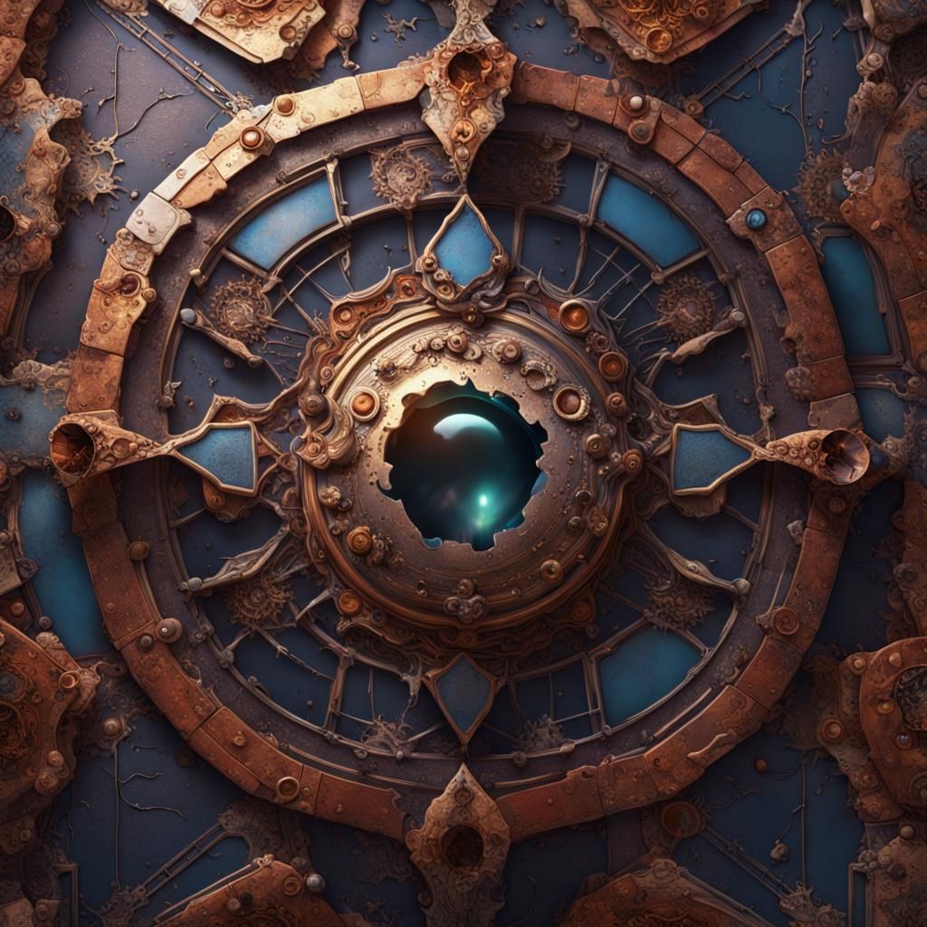 Patchwork Art with Bullet Hole in Detailed Matte Painting