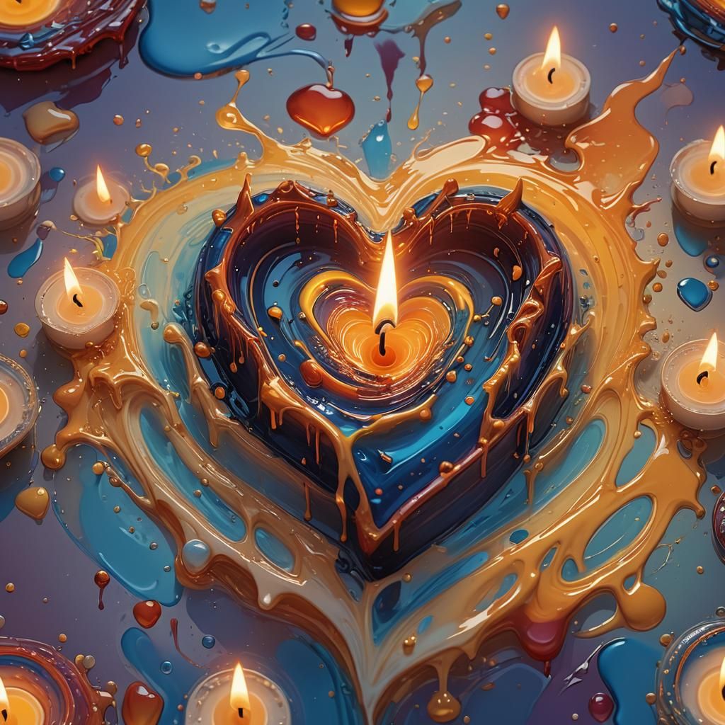 Glowing Candle Melts into Heart Shape in Splash Art