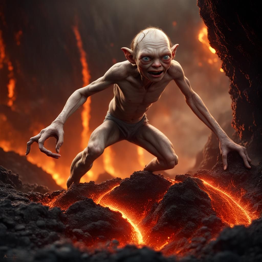 Gollum's Joyful Descent into a Volcano