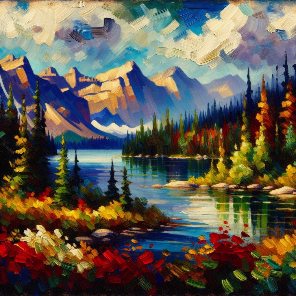 Canadian Landscape Painting in Group of Seven Style