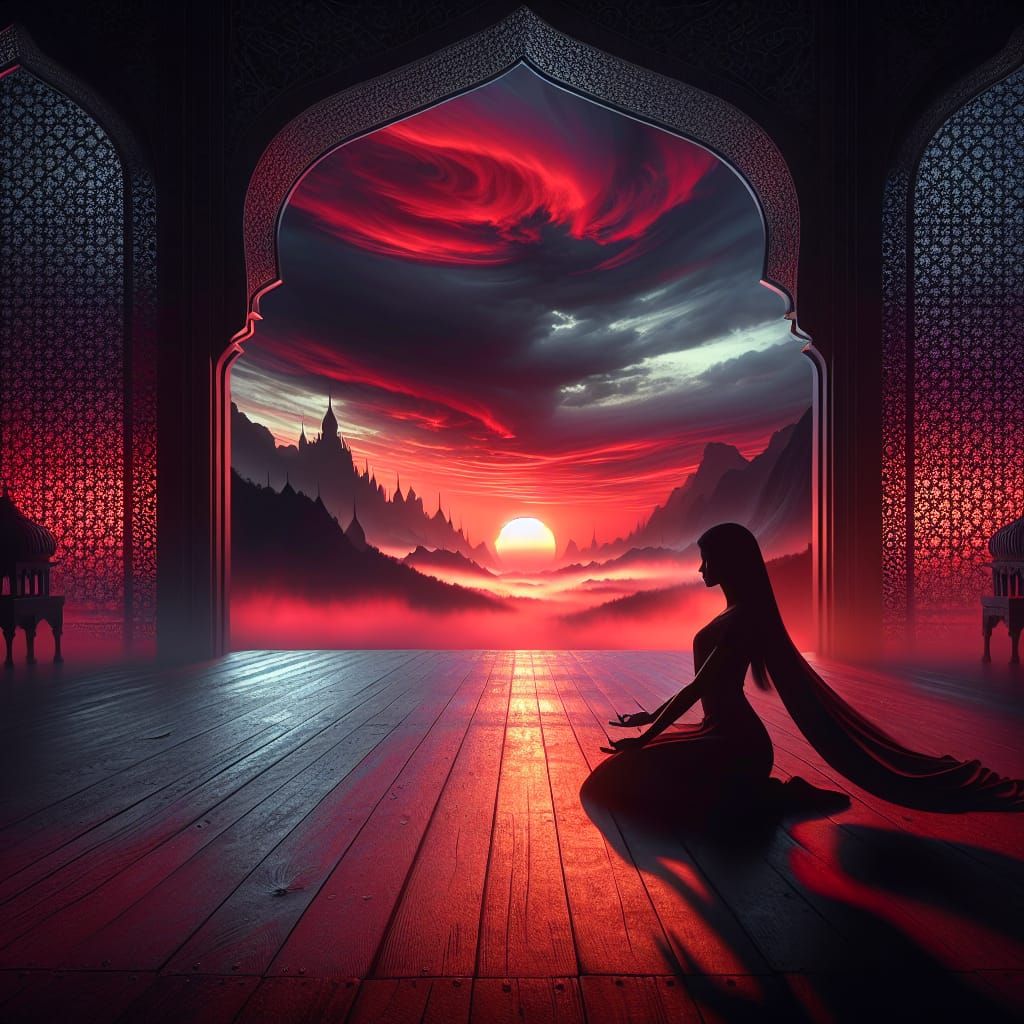 Dark Sunset Silhouette in Vibrant Hues