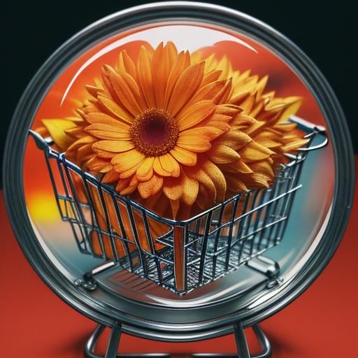 Orange Shopping Cart in Macro Photography