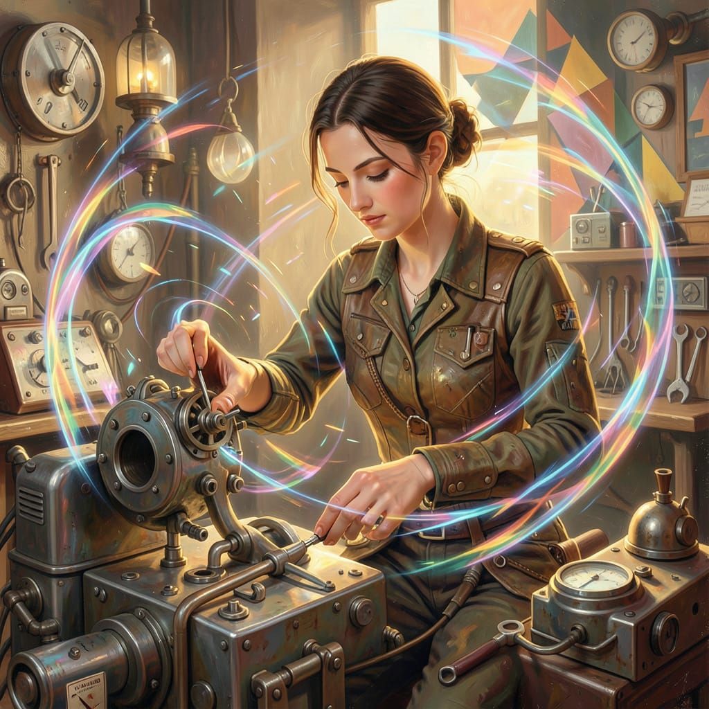 Ada Lovelace Tinkering with Futuristic Machinery in Dieselpu...