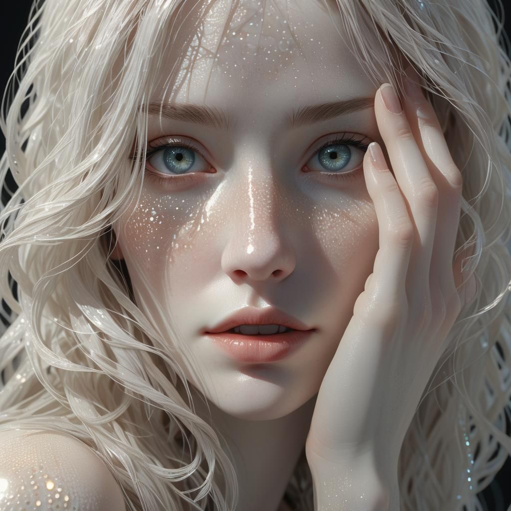 Translucent Slime Woman in Underwater Cave