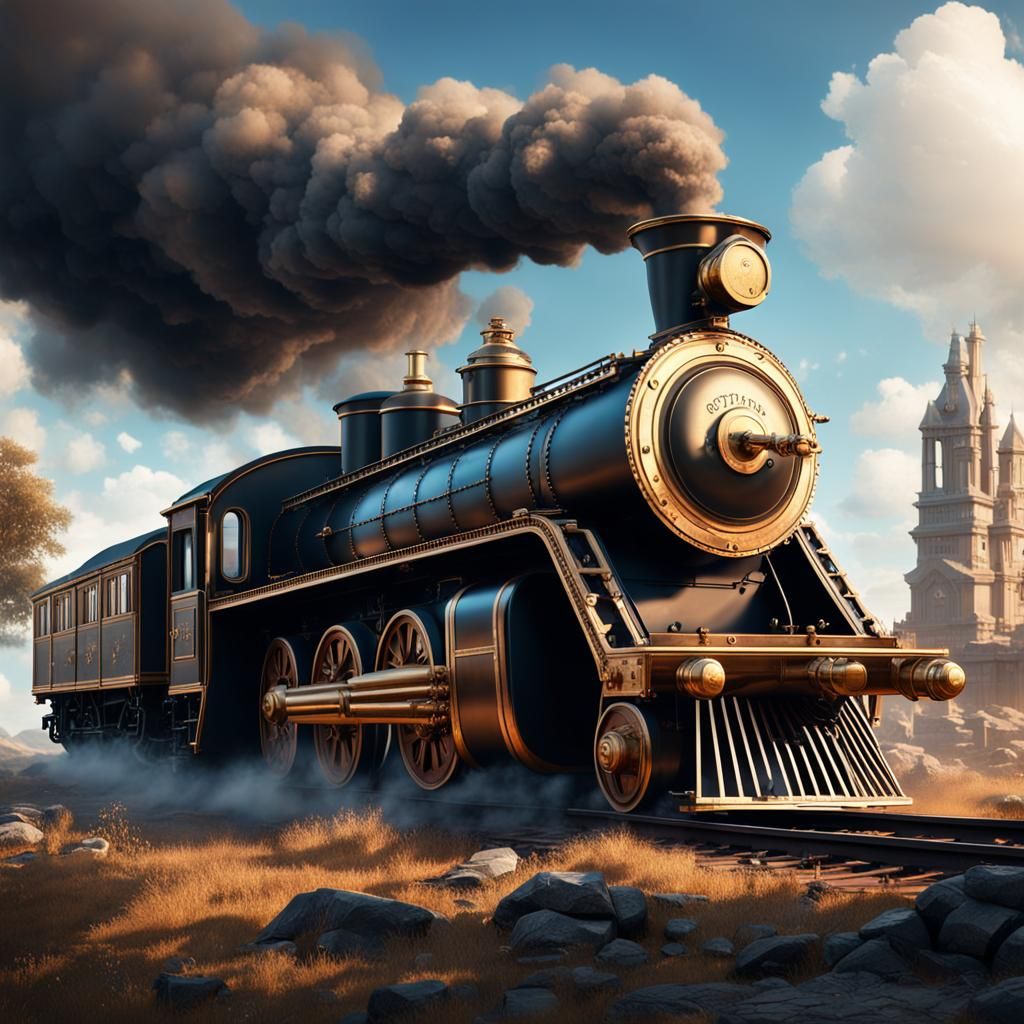 Steam Engine: Evolution Through Time, Detailed Matte Paintin...