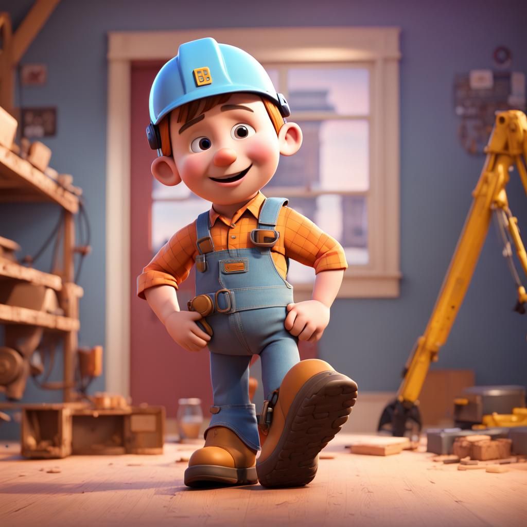 Bob the Builder: Pixar-Style 3D Digital Art