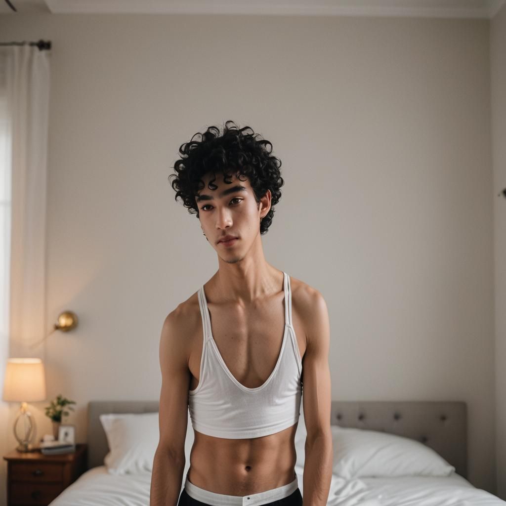 Boy in Bra and Panties: Soft Focus Portrait