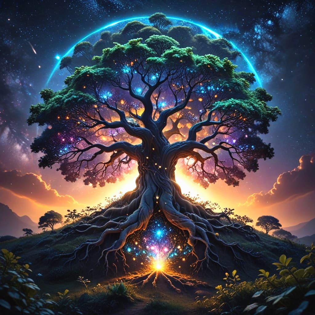 Vibrant Tree of Life Radiates Celestial Energy