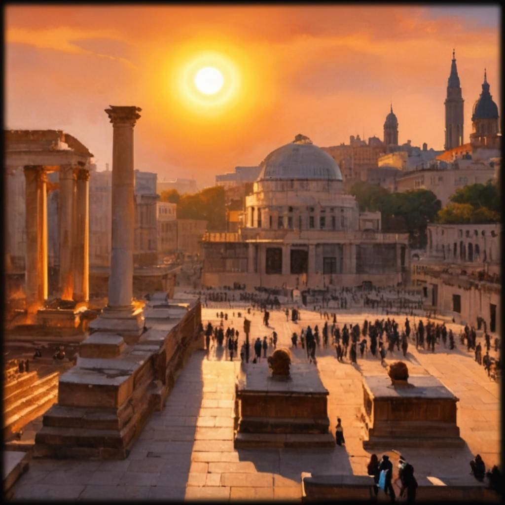 City Square at Sunset: Architecture and Urban Life