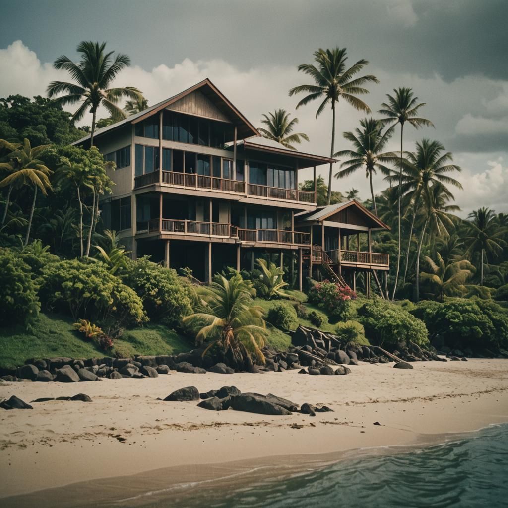 Fiji Beach House in Cinematic Film Still