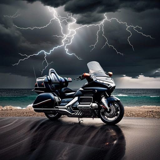 Biker on Côte d'Azur Route Under Stormy Sky