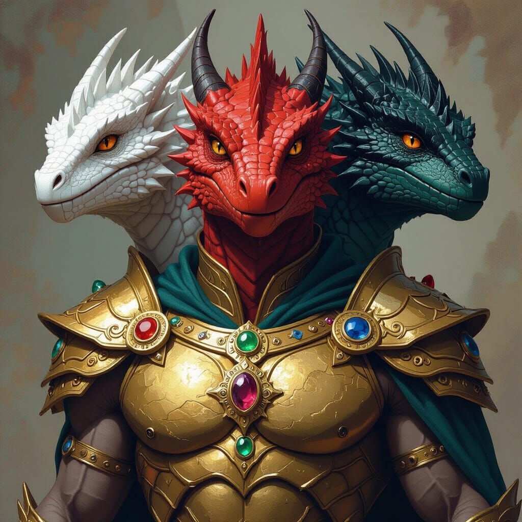 Fantasy Lizard Man With Five Dragon Heads in Matte Painting ...