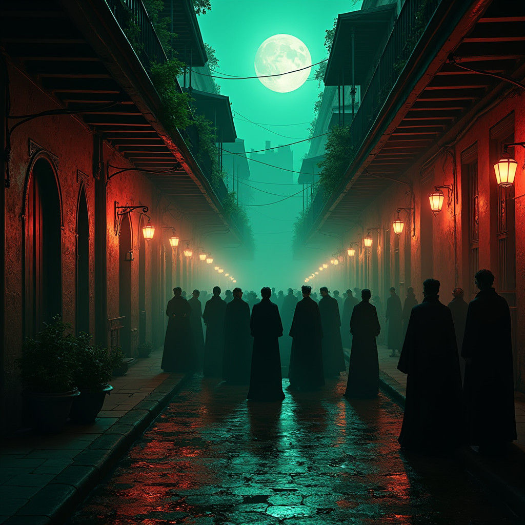 Mystical New Orleans Alleyway Vampire Gathering