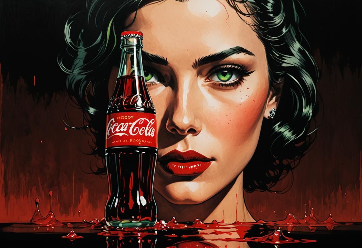 Coca-Cola Bottle in Film Noir Style
