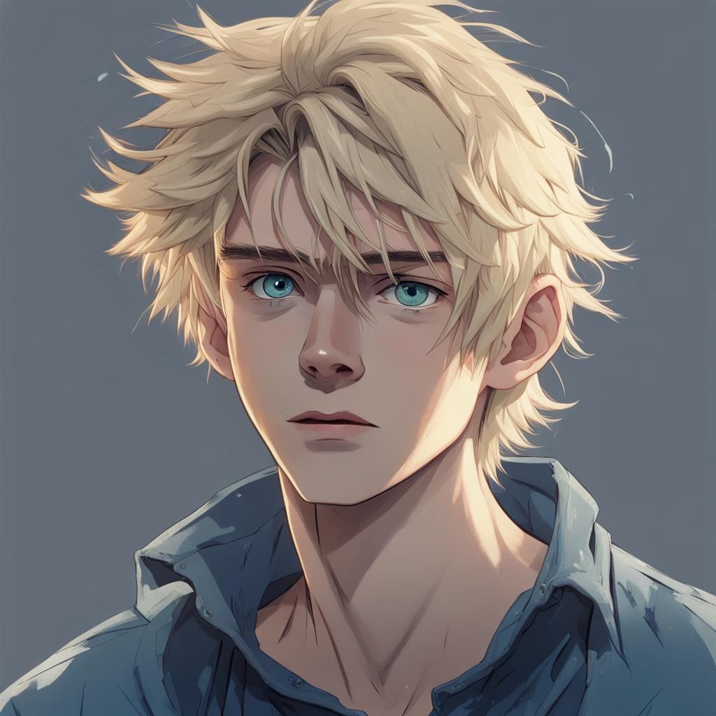 Handsome Teenager with Blonde Hair, Fantasy Concept Art
