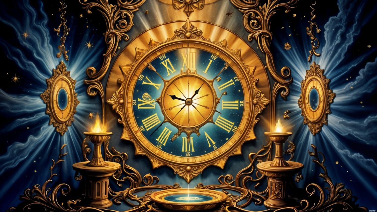 Enchanting Magical Clock Illustration in Fantasy Style