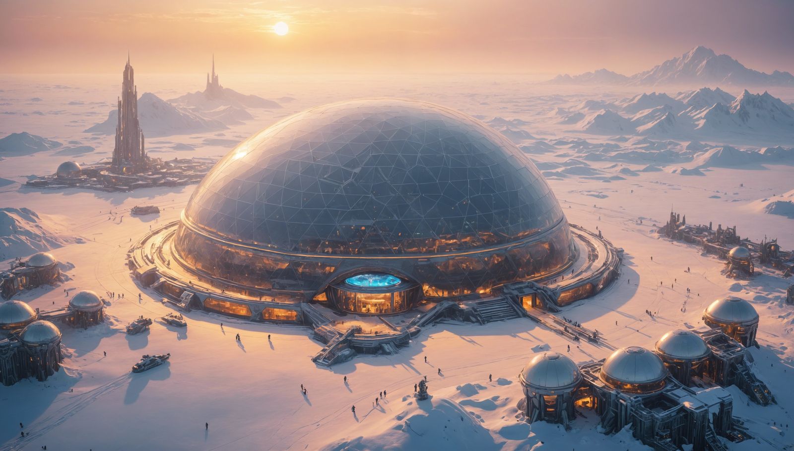 Impressionist Sci-Fi Dome on Titan at Dawn