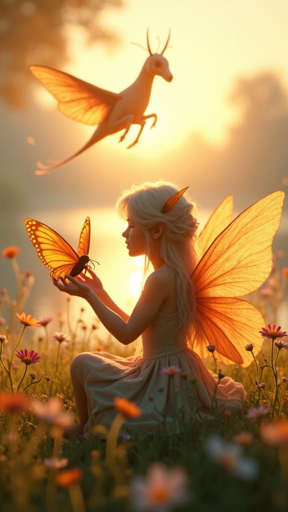 Enchanting Elf and Dragon in Hyperrealistic Style