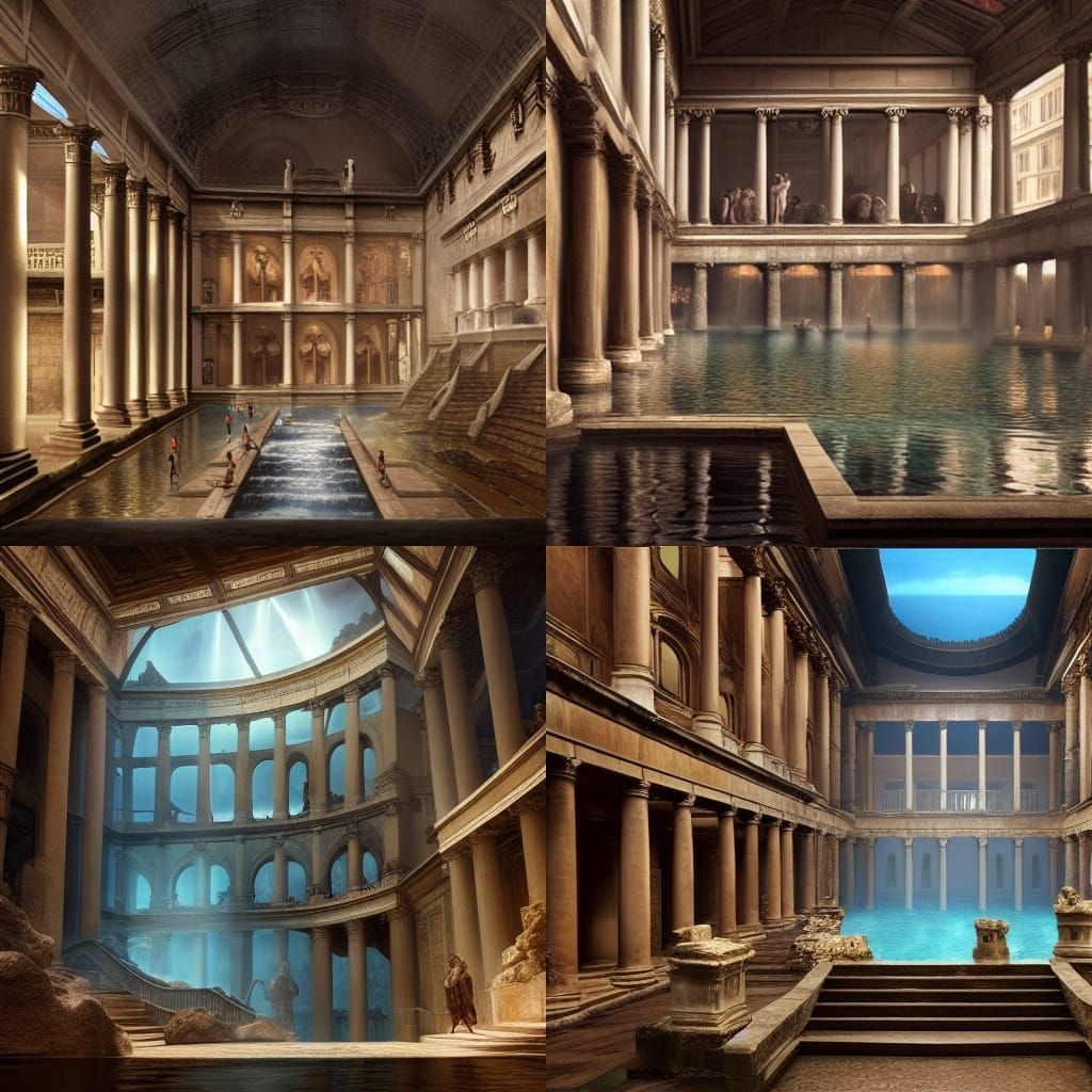Epic Roman Baths Digital Matte Painting