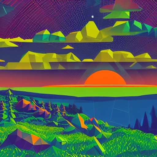 Gaming Protagonist in a Vibrant Low-Poly World