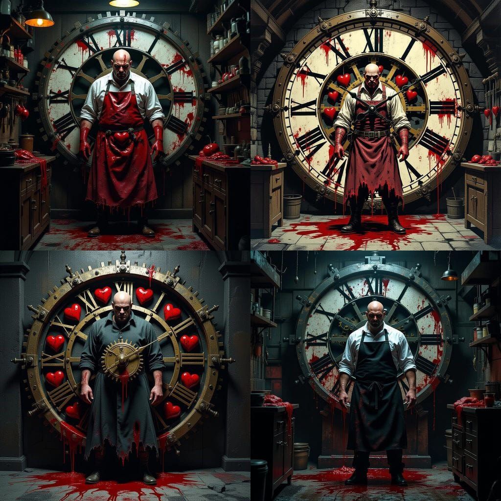 Grotesque Butcher with Heart Clock