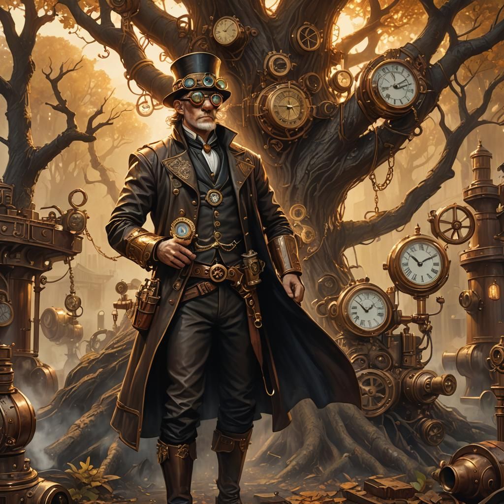 Steampunk Wizard Conjures Time in Clockwork Forest