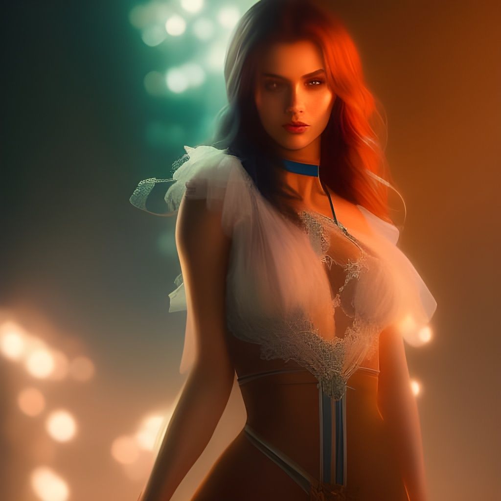 Provocative Portrait of Redhead in Ethereal Oil Painting