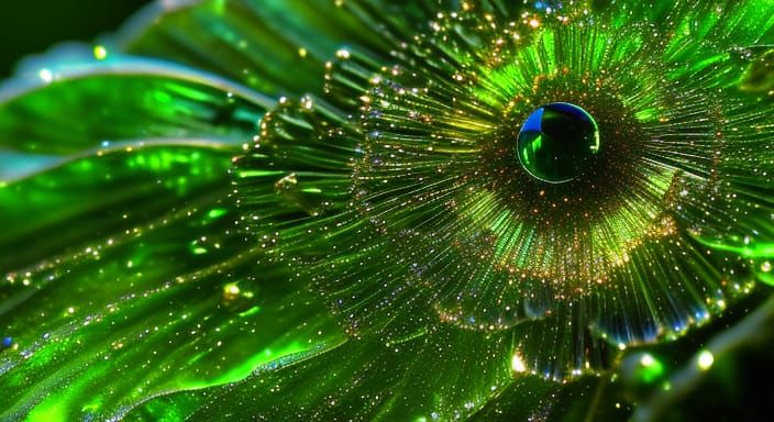 Iridescent Moldavite Rose with Kyber Crystal Details