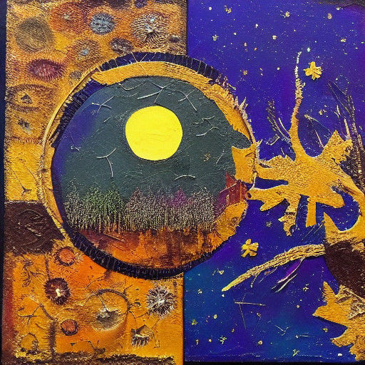 Whispers of the Seasons: A Dreamlike Moonlit Abstraction