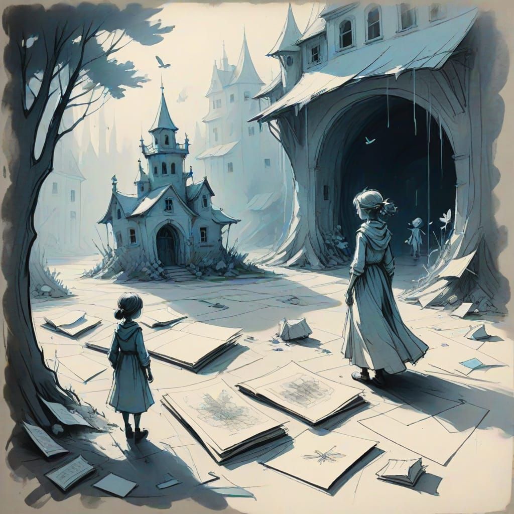 Characters Explore Sketchy World of Folded Paper