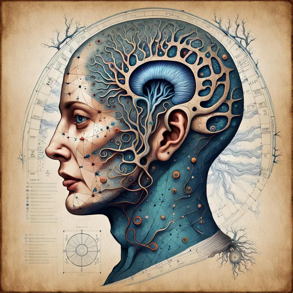 Human Head Drawing Inspired by Voynich Manuscript