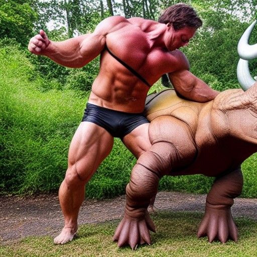 Man Wrestles Triceratops in Epic Battle