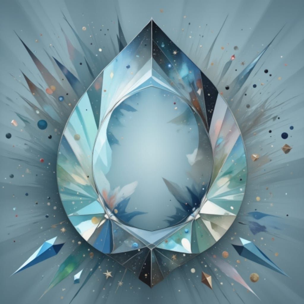Brilliant Gemstone Refracts Light in Digital Art Style