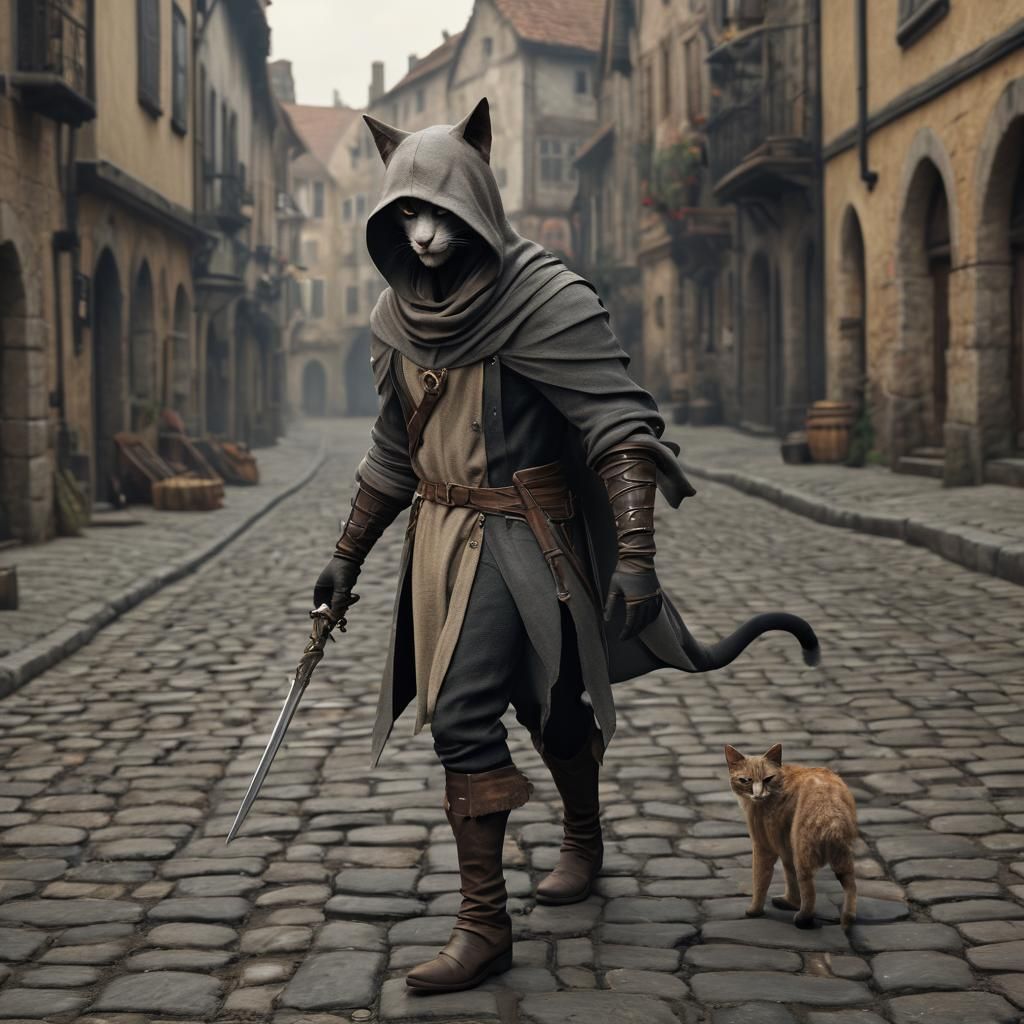 Khajiit Thief in Renaissance City Concept Art